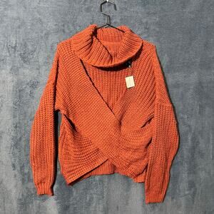 Brand New Windsor Orange Cable Knitted Open Cardigan Pull over Woman Size Large